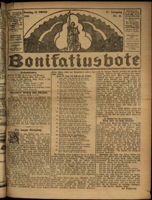 Erste Ausgabe vom Sonntag, den 12. Oktober 1924.