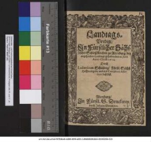 Landtags-Predigt/ In Fürstlicher Sächssischer SchloßKirchen zu Altenburg bey angehenden Landtage gehalten den 16. Iunii Anno Christi 1628. / Durch Ludovicum Schalling ...