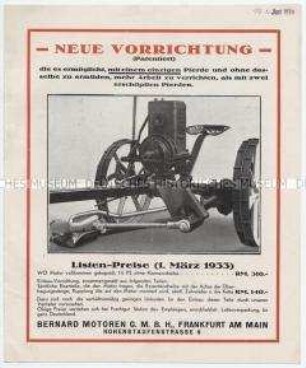 Aufbau des gekapselten WO Motors von 1 1/2 PS auf Grasmäher jeder Art.