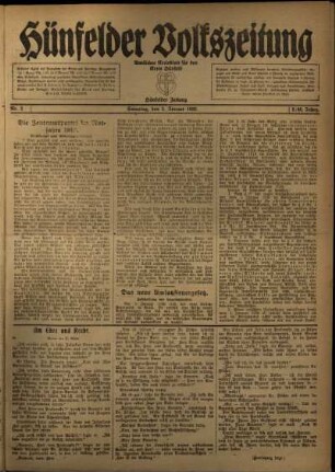 Ausgabe vom Samstag, den 03. Januar 1920.