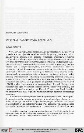 7: Warsztat barokowego rzeźbiarza : uwagi wstępne