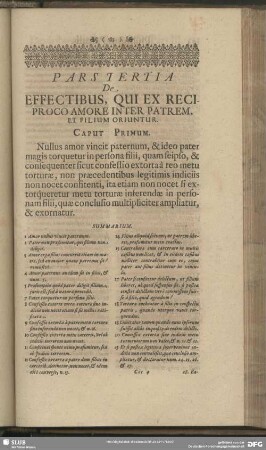 Pars Tertia De Effectibus, Qui Ex Reciproco Amore Inter Patrem, Et Filium Oriuntur