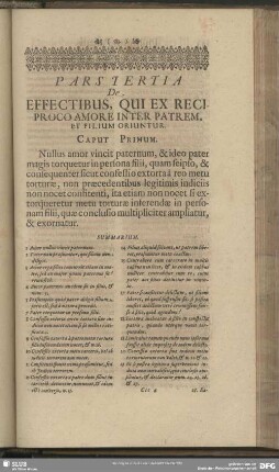 Pars Tertia De Effectibus, Qui Ex Reciproco Amore Inter Patrem, Et Filium Oriuntur