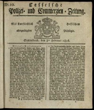 Nr. 10, Sonnabend, den 3ten Februar 1816