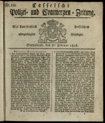 Nr. 10, Sonnabend, den 3ten Februar 1816