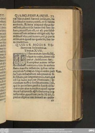 Quibus Modis Testamenta infirmentur. Titulus. XVII.