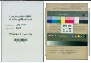 Entnazifizierung Heinrich Weisskopf , geb. 01.05.1894 (Baecker)