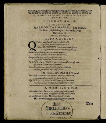 M. Georg. Andreæ Fabricii Pædagogiarchæ Epigrammata.