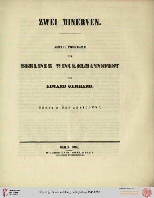 Band 8: Programm zum Winckelmannsfeste der Archäologischen Gesellschaft zu Berlin: Zwei Minerven