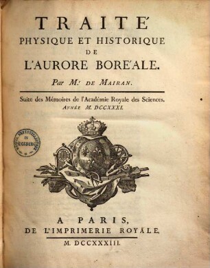 Traité physique et historique de l'aurore boréale