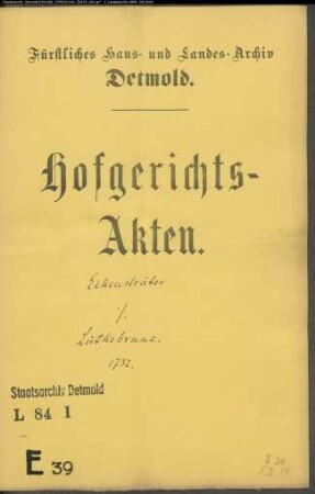 Eikensträter, Hartwig gegen Lütkebrune zu Ehrentrup - Schuldforderung