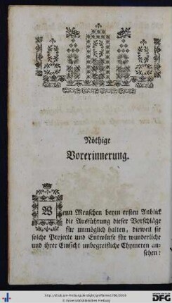 Nöthige Vorerinnerung.