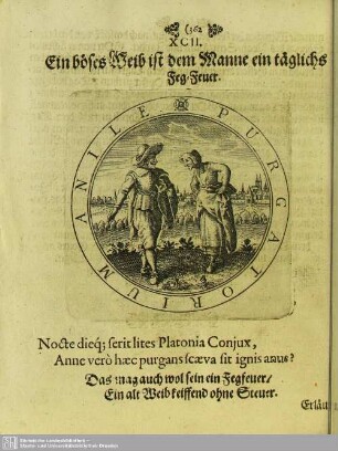 XCII. Ein böses Weib ist dem Manne ein tägliches Feg-Feuer