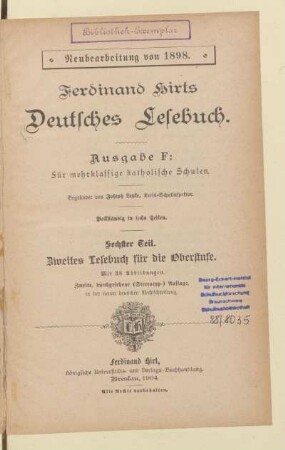 Teil 6, [Schülerband]: Zweites Lesebuch für die Oberstufe
