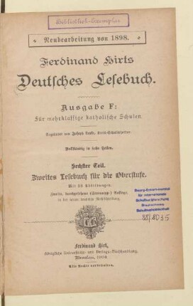 Teil 6, [Schülerband]: Zweites Lesebuch für die Oberstufe