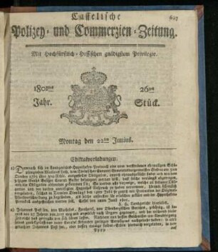 26tes Stueck, Montag den 22ten Junius 1801