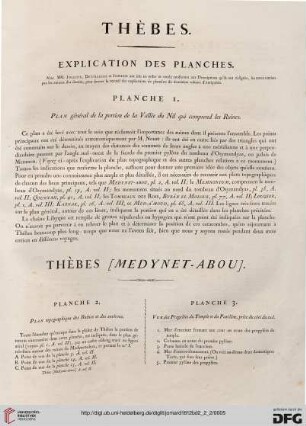 Thèbes: Explication des planches (1)