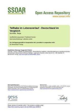 Teilhabe im Lebensverlauf - Deutschland im Vergleich