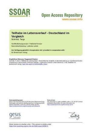 Teilhabe im Lebensverlauf - Deutschland im Vergleich