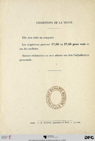 Conditions de la vente