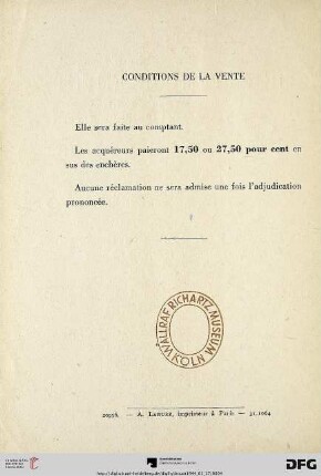 Conditions de la vente