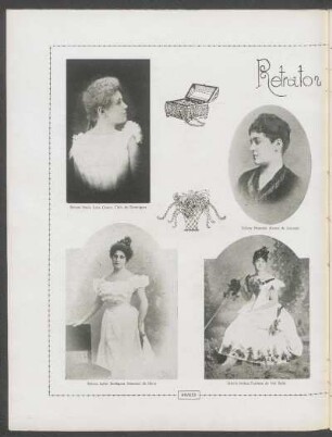Retratos de ayer : [Fotografías de] Señora María Luisa Gomez Cibils de Domínguez [y] Señora Manuela Alvarez de Acevedo [y] Señora Isabel Rodríguez Marcenal de Naon [y otras]
