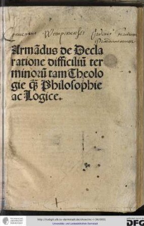 De declaratione difficilium terminorum tam theologiae quam philosophiae ac logicae