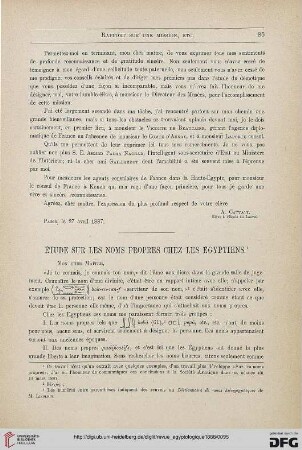 Étude sur les noms propres chez les Égyptiens