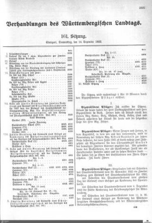 161. Sitzung, Stuttgart, 14.12.1922