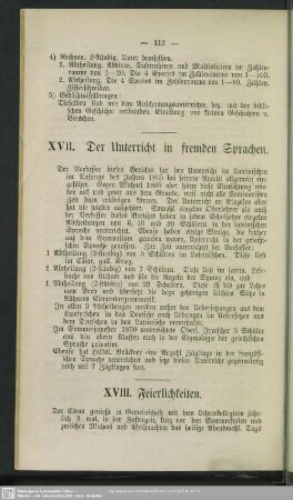 XVII. Der Unterricht in fremden Sprachen