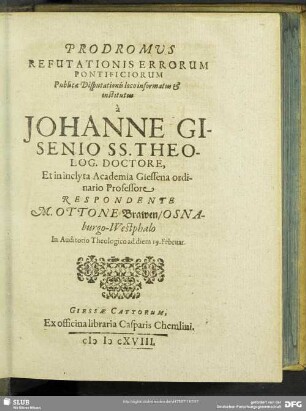 Prodromus Refutationis Errorum Pontificiorum
