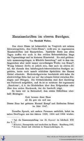 Hausinschriften im oberen Sundgau.