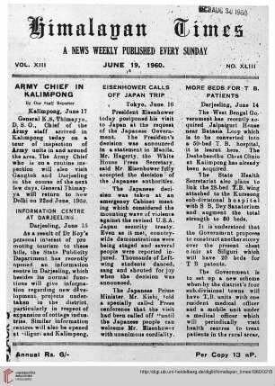 No. XLIII (19 June 1960)