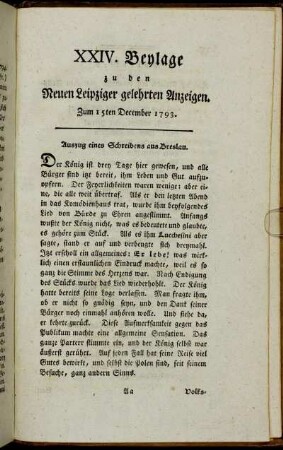 XXIV. Beylage zu den Neuen Leipziger gelehrten Anzeigen. Zum 15ten December 1793.