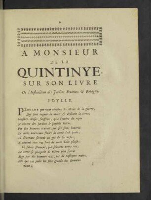 A Monsieur de la Quintinye