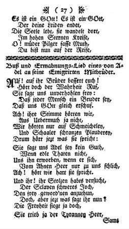 Buß und Ermahnungs-Lied eines vom Adel an seine Emigrirten Mitbrüder