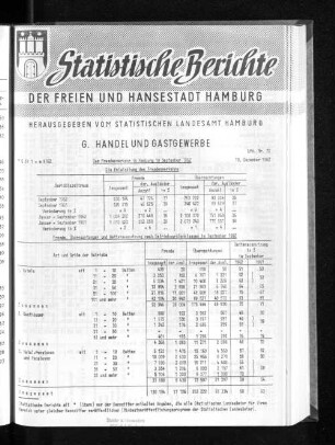 Der Fremdenverkehr in Hamburg im September 1962 : Lfd. Nr. 72