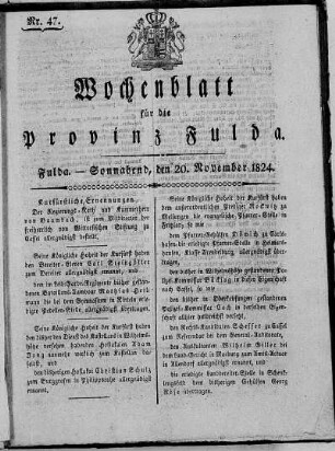 Nr. 47, Ausgabe vom 20. November 1824
