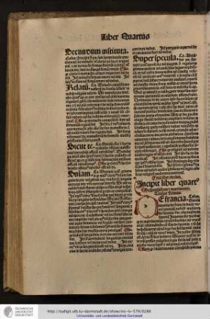 Incipit liber quartus.