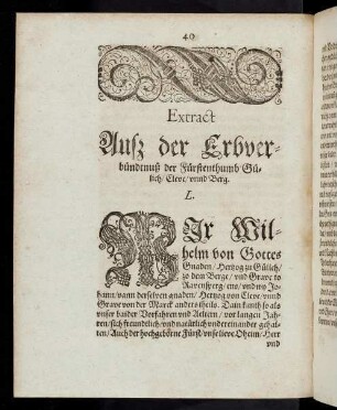 40-45 Extract Ausz der Erdverbuendtnuß ...