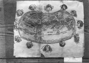 Weltkarte mit den zwölf Hauptwinden nach Ptolemaeus