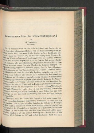 Bemerkungen über das Wasserstoffsuperoxyd.