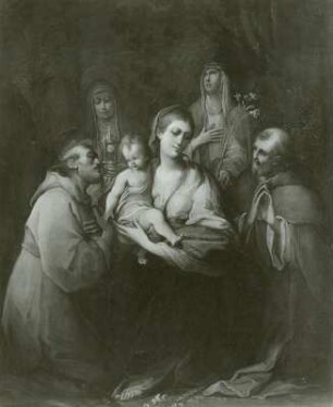 Maria mit dem Kind, die heilige Klara und Katharina, Franziskus und Antonius
