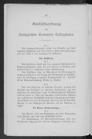 Geschäftsordnung des Königlichen Commerz-Collegiums.