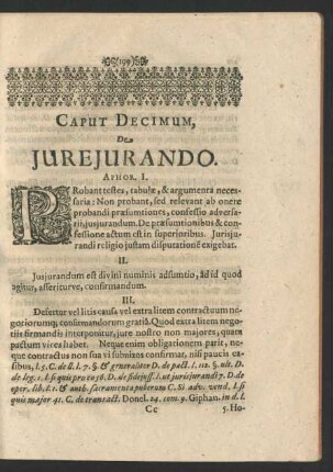 Caput Decimum, De Jurejurando. Aphor. I.