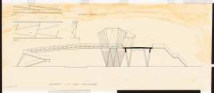 Wettbewerb Grüngestaltung Neu-Altona, Hamburg: Fussgänger-Brücke Schnitt 1:100, 3 Geländer Details 1:20