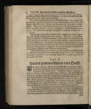 Cap. V. Von den gemeinen Gütern eines Dorffs.