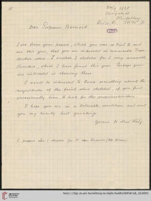 Briefe von Max Wolf an Edward Emerson Barnard: Brief von Max Wolf an Edward Emerson Barnard