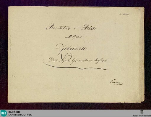 Zelmira. Excerpts - Don Mus.Ms. 1687 : S, Coro maschile, orch