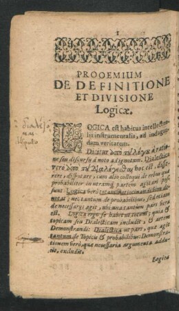 Prooemium De Definitione Et Divisione Logicae.